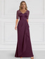 cheap Floor Length-A-Line Mother of the Bride Dress Wedding Guest Elegant V Neck Floor Length Chiffon Half Sleeve with Ruffles Solid Color 2025