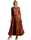 cheap Floor Length-A-Line Mother of the Bride Dress Elegant Simple Crew Neck Ankle Length Polyester Half Sleeve with Pleats Solid Color 2025