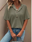 cheap Plain Tops-Women&#039;s Blouse Solid Color Stylish Casual Short Sleeve Hooded Regular Tops Daily Buttons White Navy Blue Green Khaki Summer Spring