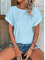 cheap Plain tee-Women&#039;s T Shirt Plain Fashion Stylish Classic Short Sleeve Crew Neck Regular Tops Daily Weekend Eyelet Black White Pink Blue Summer