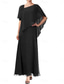 cheap Floor Length-A-Line Mother of the Bride Dress Elegant Simple Square Neck Ankle Length Chiffon Short Sleeve with Solid Color