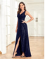 cheap Semi-formal / Cocktail-A-Line Quinceanera Dresses Elegant Dress Formal Wedding Asymmetrical Sleeveless V Neck Sequined with Sequin