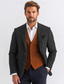 olcso tweed blézer-Férfi Tweed blézer Bevágás gallér Retro Iroda Halszálkás Blazer Barna Lóhere Stétszürke Standard Egysoros kétgombos