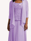 cheap Mom&#039;s Dress Sets-Dress Sets Mother of the Bride Dress Elegant Simple Scoop Neck Ankle Length Chiffon Long Sleeve with Solid Color