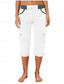 cheap Pants-Women&#039;s Cargo Pants Vacation Fashion Streetwear Calf-Length High Waist Plain Pocket Comfy Soft Comfortable Micro-elastic Outdoor Street Yellow-Brown Black White Orange Summer Regular Fit