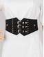 ieftine Centura de dama-Curea elastică lată pentru femei cu catarame vintage triple – centură gotică din piele ecologică pentru corset, pentru rochii și costume