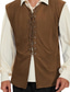 voordelige Gilets-Voor heren Vest Buiten Dagelijks Vintage Lente Herfst Veters Polyester Comfortabel Effen V-hals Normale pasvorm Donker Bruin Zwart Rood Licht Bruin Hesje