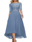 billige Gulvlengde-A-Linje Brudens Mor Klær Formell Bryllupsgjest Elegant Crew Neck Gulvlengde Chiffon Halv Erme med Ensfarget