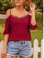 cheap Plain Tops-Women&#039;s Camisole Tank Top Solid Color Daily Casual Half Sleeve Strap Regular Tops Daily Lace Patchwork Black Red Brown Green Summer