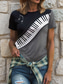 cheap Stripe&amp;Geometric tee-Music Festival Women&#039;s T Shirt Graphic Geometric Vintage Stylish Classic Short Sleeve Crew Neck Round Neck Regular Tops Daily Weekend Print Black+White+Gray Red Blue Purple Green Summer Spring