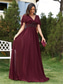 levne zelená-A-Linie Šaty na quinceanera Elegantní šaty formální svatba Různé délky Krátký rukáv V výstřih Šifon bez zad s sklady Aplikace