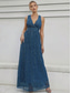 cheap Bridesmaid Dresses-A-Line Bridesmaid Dress V Neck Sleeveless Elegant Floor Length Chiffon with Sequin