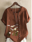 abordables Chemises-Femmes Chemises en coton et lin Fleuri Graphique Élégant ancien Tropical Sans manches Manche Courte Col ras du cou Hauts Réguliers Quotidien Fête Vêtements de vacances Boutons Blanche Jaune Rose
