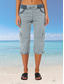 cheap Pants-Women&#039;s Cargo Pants Vacation Fashion Streetwear Calf-Length High Waist Plain Pocket Comfy Soft Comfortable Micro-elastic Outdoor Street Yellow-Brown Black White Orange Summer Regular Fit