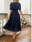 cheap Plain Dress-Women&#039;s Midi Dress A Line Dress Vacation Casual Boho Outdoor Going out Beach Loose Fit Solid Color Long Sleeve V Neck Black Red Blue Brown Summer Spring