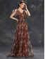 tanie Półformalny / Koktajl-Suknie Quinceanera A-Line Elegancka Suknia Formalna Ślubna Długość do Podłogi Bez Rękawów Dekolt w Kształcie V Chiffon z Kwiatowym Wzorem