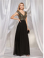 cheap BLACK-A-Line Quinceanera Dresses Elegant Dress Formal Wedding Floor Length Sleeveless V Neck Chiffon V Back with Pleats 2025