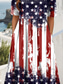 billiga Självständighetsdag Klänning-Självständighetsdagen Kvinnors Patriotiska Fjärde juli Midi Klänning Sommarklänning Plisserad Klänning Semester Avslappnad Helg Lös Passform Grafisk Randig Amerikanska Flaggan Halvärmad Crew Neck Röd