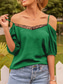 cheap Plain Tops-Women&#039;s Camisole Tank Top Solid Color Daily Casual Half Sleeve Strap Regular Tops Daily Lace Patchwork Black Red Brown Green Summer