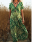 tanie Sukienki boho-Damskie Sukienka maxi Sukienka letnia Sukienka A line Urlop Codzienny Boho Wyjściowe Regularny Kwiaty Graficzny W Tureckie Wzory Krótki rękaw W serek Rumiany róż Niebieski Zielony Ciemnoniebieski