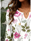 abordables T-shirt Boho-Femmes T-shirt Fleuri Graphique Plantes ancien Élégant Classique manche longue Col en V Encolure en V Hauts Réguliers Quotidien Imprimé Kaki Rose Bleu clair Printemps Automne