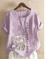 abordables Chemises-Femmes Chemises en coton et lin Fleuri Graphique Élégant ancien Tropical Sans manches Manche Courte Col ras du cou Hauts Réguliers Quotidien Fête Vêtements de vacances Boutons Blanche Jaune Rose