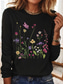 cheap Floral tee-Women&#039;s T Shirt Floral Graphic Plants Vintage Stylish Classic Long Sleeve Crew Neck Round Neck Regular Tops Daily Print Black White Khaki Summer Spring Fall