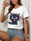 cheap Animals tee-Women&#039;s T Shirt Graphic Animal Cat Vintage Stylish Classic Short Sleeve Crew Neck Round Neck Regular Tops Daily Weekend Print Black White Red Blue Purple Summer Spring