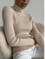 cheap Solid Colors-Women&#039;s Blouse Solid Color Tropical Stylish Casual Long Sleeve Turtleneck Regular Tops Daily Black White Pink Wine Khaki Spring Fall Winter