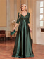 cheap BLACK-A-Line Quinceanera Dresses Elegant Dress Formal Wedding Floor Length Long Sleeve V Neck Polyester with Sequin 2025