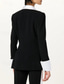 cheap Mom&#039;s Pant Suits-Black and White Two Piece Jumpsuit / Pantsuit Pantsuit Mother of the Bride Pant Suit Elegant Vintage Simple Shawl Lapel Floor Length Crepe Stretch Fabric Long Sleeve with Buttons Color Block 2025