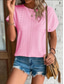 cheap Plain tee-Women&#039;s T Shirt Plain Fashion Stylish Classic Short Sleeve Crew Neck Regular Tops Daily Weekend Eyelet Black White Pink Blue Summer