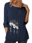 cheap Shirts-Women&#039;s Cotton Linen Blouse Floral Elegant Fashion Modern Long Sleeve Crew Neck Regular Tops Daily Going out Weekend White Blue Dark Blue Fall