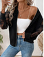 cheap Bomber Jacket-Women&#039;s Bomber Jacket Comfortable Breathable Lace Patchwork Zipper Pocket Elegant Casual Plain Vacation Street Casual Daily Wear Zipper Regular Stand Collar Regular Fit Long Sleeve Outerwear Black