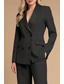 cheap Mom&#039;s Pant Suits-Blue Two Piece Pantsuit Mother of the Bride Wedding Elegant Vintage Minimalist Lapel Floor Length Stretch Fabric Long Sleeve with Buttons 2025
