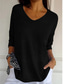 cheap Plain tee-Women&#039;s Blouse Solid Color Basic Casual 3/4 Length Sleeve V Neck Regular Tops Daily Black Yellow Red Green Apricot Fall Winter
