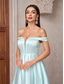 cheap GREEN-A-Line Evening Gown Elegant Dress Formal Wedding Floor Length Off Shoulder Satin Backless with Floral Print