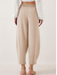 cheap Pants-Women&#039;s Chinos Fashion Streetwear Basic Full Length High Waist Plain Pocket Elastic Waistband Comfy Soft Comfortable Micro-elastic Outdoor Street Blue Brown Khaki Light Blue Summer Spring Loose Fit