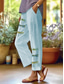cheap Straight-Leg Pants-Women&#039;s Chinos Vacation Vintage Ethnic Style Ankle-Length High Waist Graphic Animal Pocket Breathable Soft Outdoor Micro-elastic Formal Outdoor Vacation Black White Blue ash-colored Summer Spring Fall