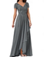 preiswerte Bodenlänge-A-Linie Bodenlang Kleid für Hochzeitsgäste Abendkleid Brautmutterkleid Kurzarm V Ausschnitt Elegant Einfach Hochzeitsgast Formeller Abend Hochzeitsfeier Chiffon mit Einfarbig