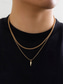 economico Gioielli da uomo-Collana con ciondolo a doppio strato placcata in oro da uomo – catena cubana minimalista e ciondolo a proiettile per streetwear, feste e outfit quotidiani