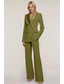 cheap Mom&#039;s Pant Suits-Pantsuit Mother of the Bride  Tuxedo  Wedding Guest Elegant Ankle Length Long Sleeve with Buttons Solid Color free custom size