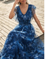 tanie Półformalny / Koktajl-Suknie Quinceanera A-Line Elegancka Suknia Formalna Ślubna Długość do Podłogi Bez Rękawów Dekolt w Kształcie V Chiffon z Kwiatowym Wzorem