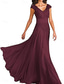 cheap Floor Length-A-Line Mother of the Bride Dress Elegant Simple V Neck Floor Length Chiffon Sleeveless with Solid Color