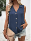 voordelige Effen Tanktop-Dames Hemdje Tanktop Effen Kleur Dagelijks Stijlvol Casual Mouwloos Overhemdkraag Normale tops Dagelijks Knop Zwart Wit Wijn blauw Groen Zomer