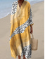 abordables Art &amp; Design Robe-Femmes Robe Midi Robe d&#039;Été Robe trapèze Vacances Occasionnel Chaussures de plage Sortir Graphique Géométrique manche longue Col en V Jaune Rouge Bleu Été Printemps