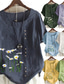 abordables Chemises-Femmes Chemises en coton et lin Fleuri Graphique Élégant ancien Tropical Sans manches Manche Courte Col ras du cou Hauts Réguliers Quotidien Fête Vêtements de vacances Boutons Blanche Jaune Rose
