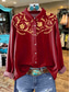 cheap Floral Tops-Women&#039;s Shirt Floral Graphic Western Casual Long Sleeve Shirt Collar Regular Tops Work Daily Buttons Print Blush Pink Yellow Red Spring Fall Winter