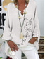 cheap Shirts-Women&#039;s Cotton Linen Shirts Butterfly Basic Casual Long Sleeve Shirt Collar Regular Tops Daily Print White Pink Navy Blue Purple Green Summer Fall