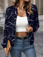 cheap Bomber Jacket-Women&#039;s Bomber Jacket Comfortable Breathable Zipper Print Casual Geometric Vacation Street Casual Daily Wear Zipper Regular Stand Collar Regular Fit Long Sleeve Outerwear Black Wine Navy Blue Spring